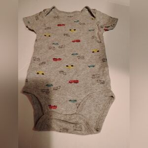 Gray Baby Onesie with Car Print